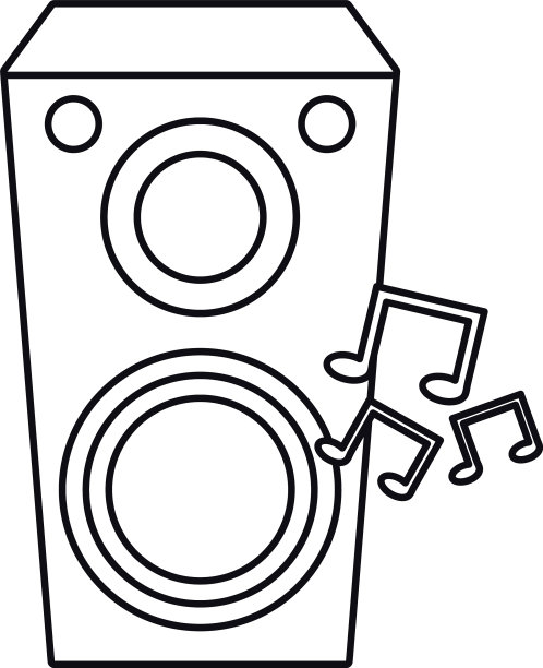 带音符的扬声器音频设备图片下载