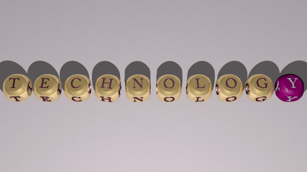 技术由骰子字母和颜色交叉组合为相关含义的概念。插图和背景。三维演示图片下载