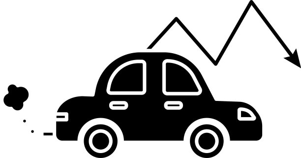 汽车污染与箭头向下的平面风格图片下载