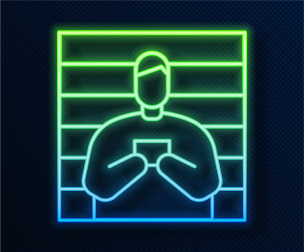 发光的霓虹灯线嫌疑人犯罪图标孤立图片下载