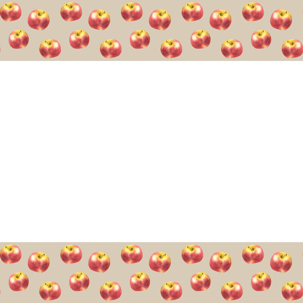 水彩手绘框架与新鲜的红苹果。图片下载