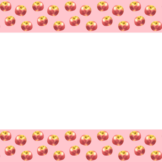 水彩手绘框架与新鲜的红苹果。图片下载