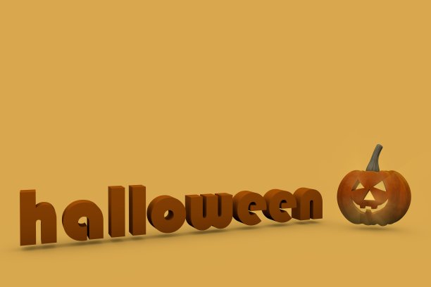 3D万圣节文字黄色背景图片下载