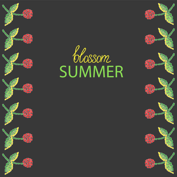 鲜艳抽象的花为马赛克背景图片下载