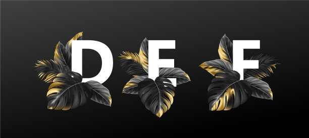 字母以黑带金的异国情调图片下载