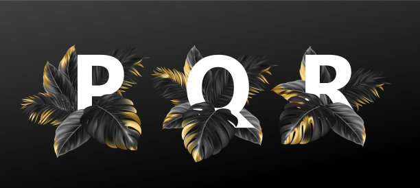 字母以黑带金的异国情调图片下载