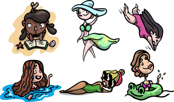 设定不同的可爱和性感的女孩在一个热图片下载