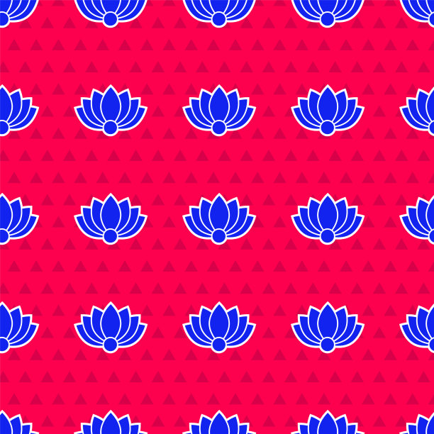 蓝色莲花花图标隔离无缝图案图片下载