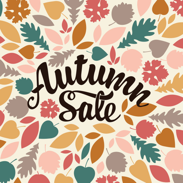 秋季销售设计与五彩缤纷的秋叶图片下载