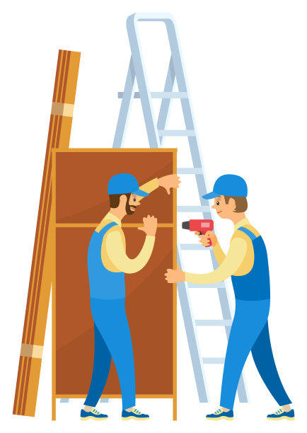 家具组装，修理工钻孔矢量图片下载