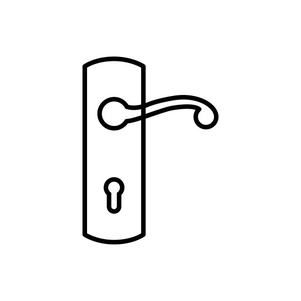 锁矢量图标，门把手图标在时尚的平面风格图片下载