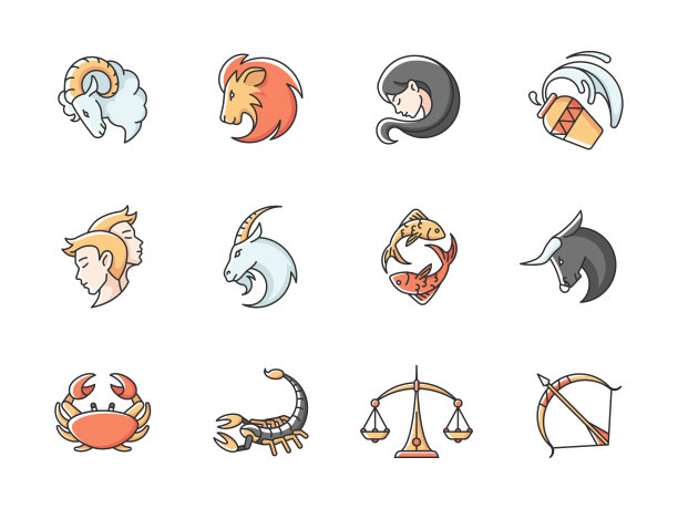 十二宫标志RGB颜色图标集图片下载