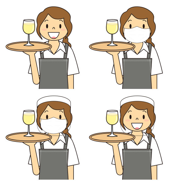 年轻女职员面罩面罩设置插图图片下载