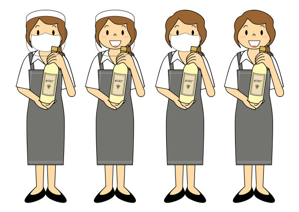 年轻女职员面罩面罩设置插图图片下载