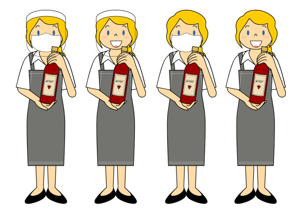 年轻女职员面罩面罩设置插图图片下载