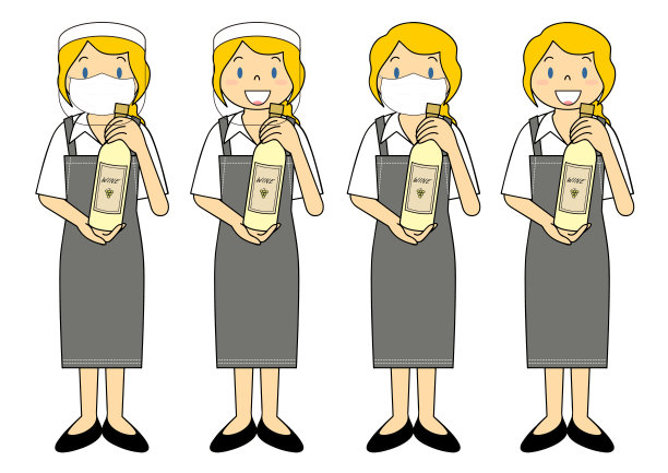 年轻女职员面罩面罩设置插图图片下载