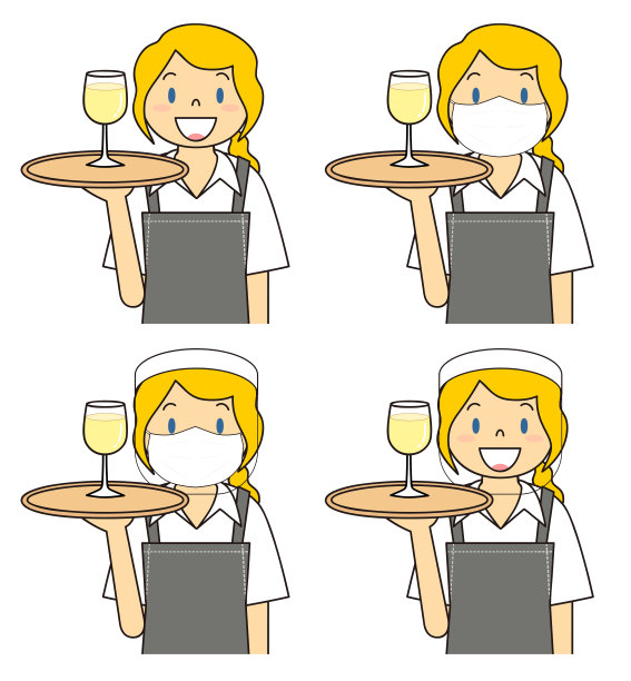 年轻女职员面罩面罩设置插图图片下载