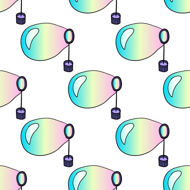 卡通复古涂鸦肥皂泡在一棒吹无缝图案。游戏在孩童风格的无限背景。矢量插图。图片下载