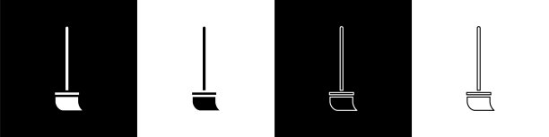 将拖把图标隔离在黑白背景上。清洁服务理念。矢量图图片下载