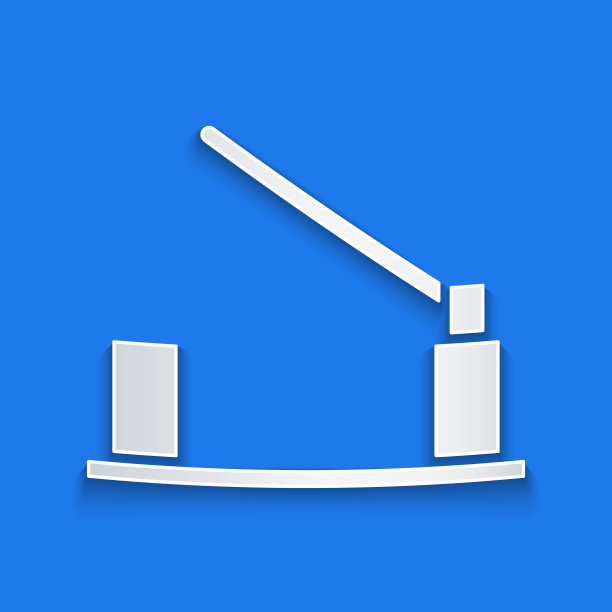 剪纸停车场屏障图标隔离在蓝色背景上。街道道路边界停止。纸艺术风格。矢量图图片下载