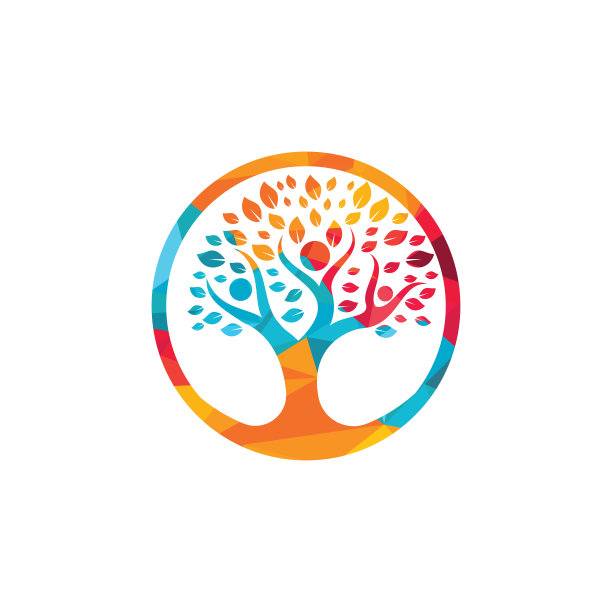 创意人树概念标志设计模板。图片下载