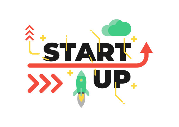 创意矢量插图启动字与元素的背景。图片下载