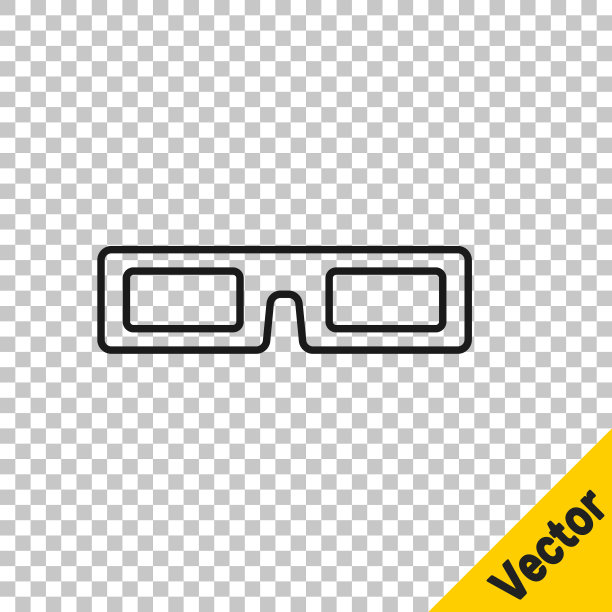 黑线电影眼镜图标孤立在透明的背景。矢量图图片下载