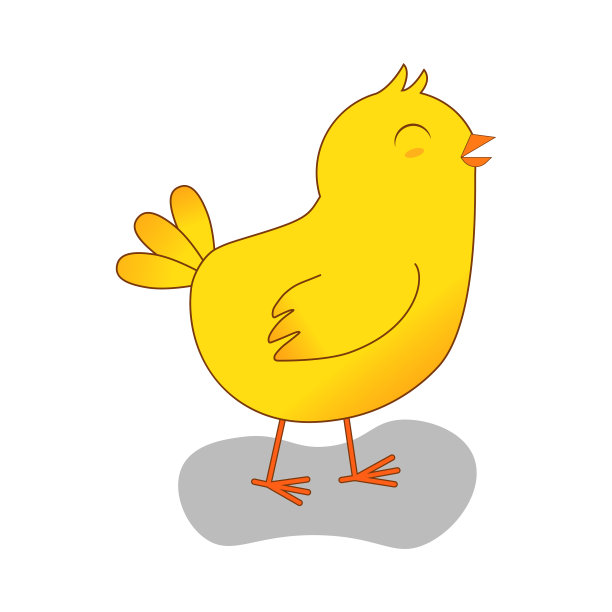 白色背景上可爱快乐的小鸡图片下载
