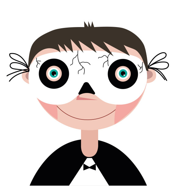 脸上戴着骷髅面具的男孩图片下载