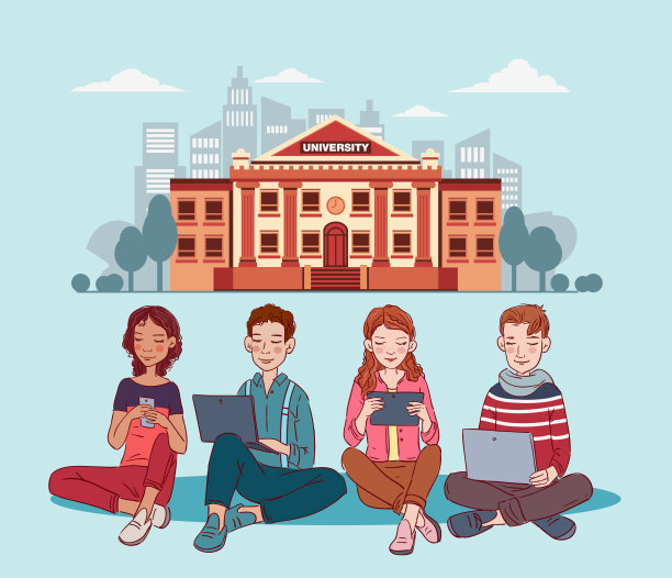 使用数码设备的年轻人。沟通，社交媒体和连接插图。回到学校向量的概念图片下载