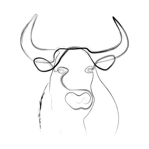 全脸剪影，用一条线画。图片下载