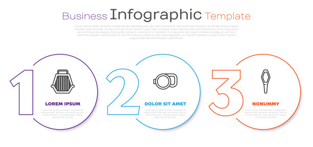 套线宠物携带情况，可伸缩绳皮带和宠物医疗瓶。业务信息模板。向量图片下载