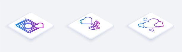 套等距线安全套包装，心形花和心形。白色正方形按钮。向量图片下载