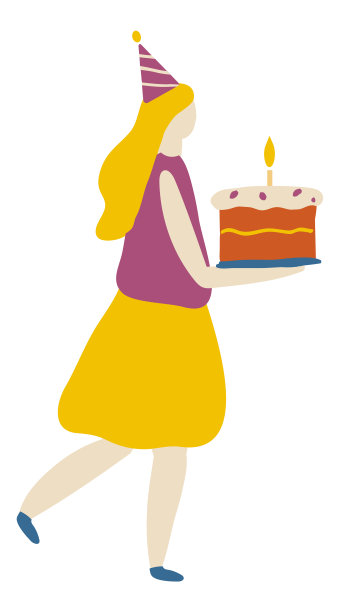 女人与生日蛋糕平面矢量图片下载