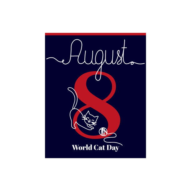日历页，矢量插图的主题世界猫日8月8日。图片下载