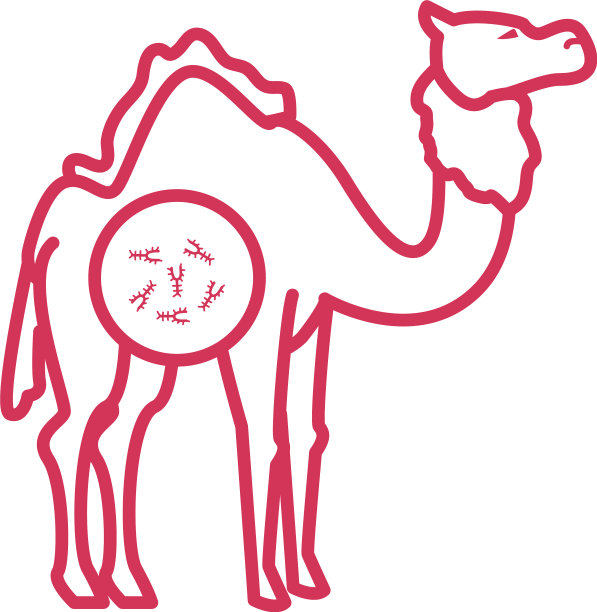 骆驼与mers covid 19病毒图标线条风格图片下载