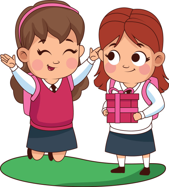 可爱的小女孩和礼物角色图片下载