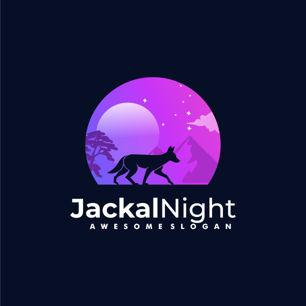 标志豺夜剪影风格图片下载