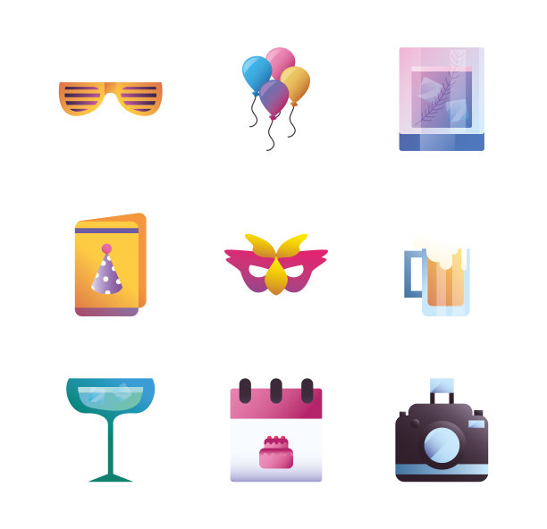 党渐变风格图标集设计图片下载