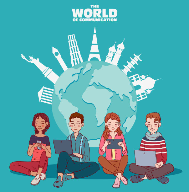 使用数码设备的年轻人。沟通，社交媒体和连接向量的概念图片下载