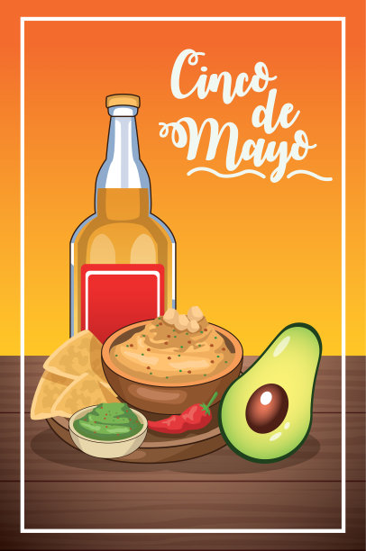 五月五日节卡配龙舌兰酒和墨西哥菜图片下载