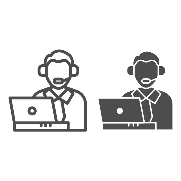 信用支持运营商线和固体图标人图片下载