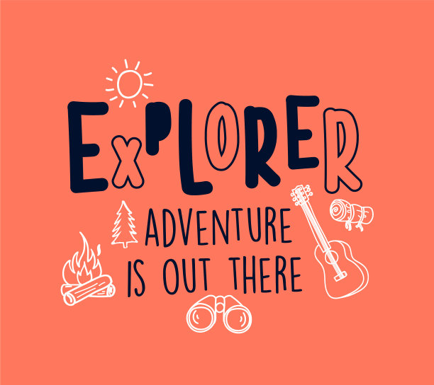 手绘露营元素和标语图片下载