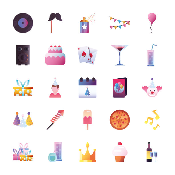 党渐变风格图标集设计图片下载