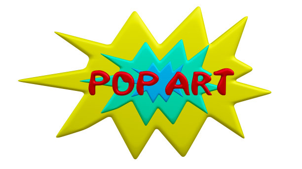 文字“POP ART”与卡通爆炸的背景。3 d渲染。图片下载