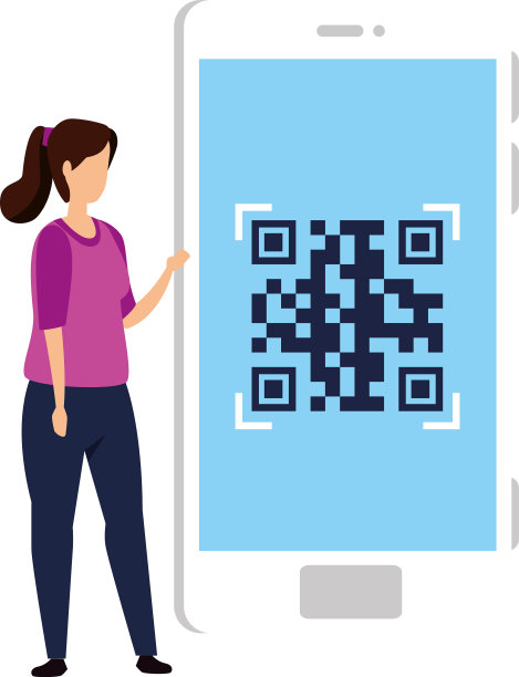 女人和扫描二维码的智能手机图片下载