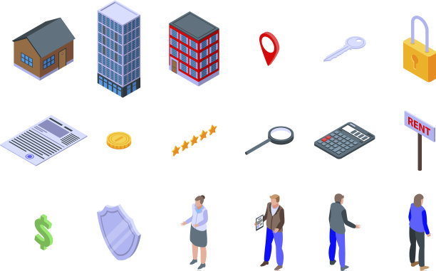 房地产经纪人图标设置等距样式图片下载