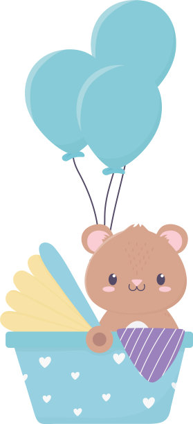 用气球给可爱的小熊洗澡图片下载