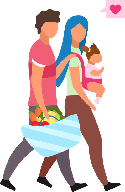 爱的家庭和孩子公寓年轻的父母图片下载