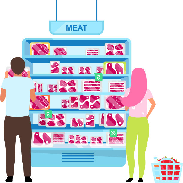 顾客选择肉品在肉店扁夫妇图片下载